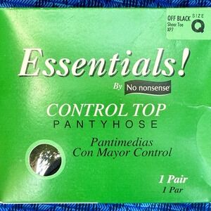 NEW! VTG No Nonsense Essentials!‎ Off Black Control Top Sheer Toe Pantyhose Q